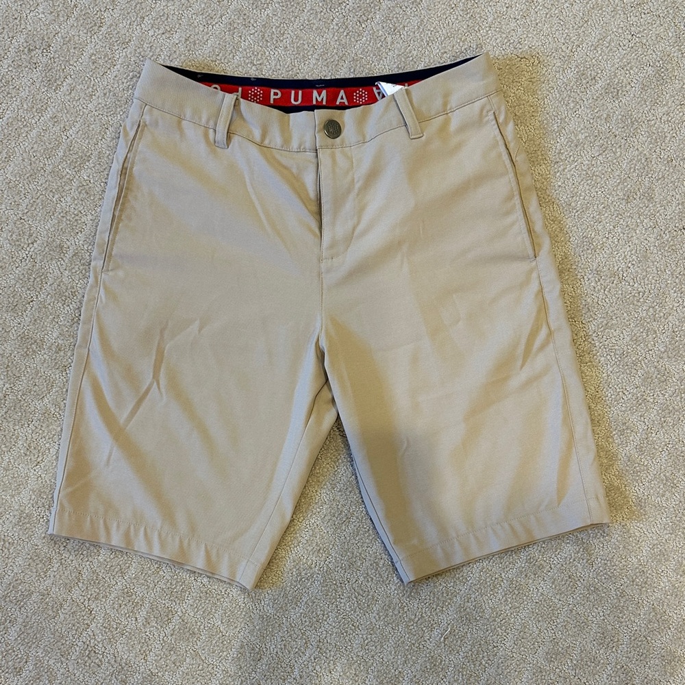 PUMA Men's Beige Flat Front Shorts